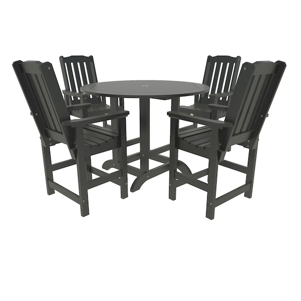 Highwood Usa Lehigh 5pc Round Counter Height Outdoor Patio Furniture Dining Set AD-CNL48-BKE - main